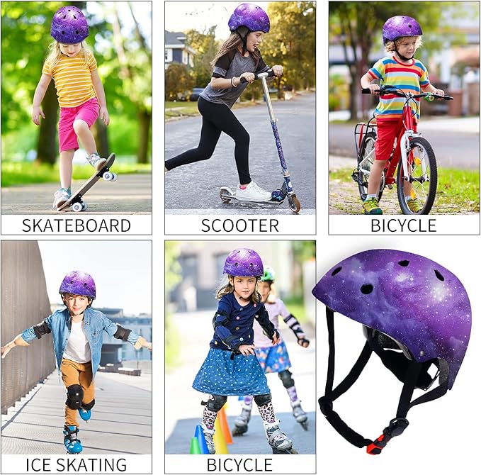 Adjustable Color Gradient Skateboard Helmet for 3-5-8-14+Ages【Toddler Kids Youth Adult】 Girls Boys Woman.Bike Helmet for Multi-Sports Cycling Bicycle Scooter Inline Roller Skate Rollerblading-CubbioBaby