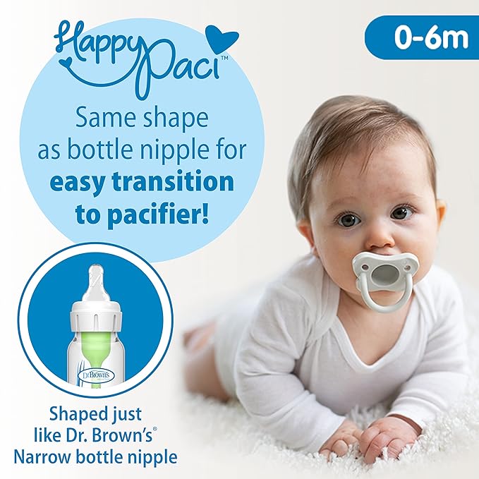 Dr. Brown's Anti-Colic Breast to Bottle Feeding Set with Slow Flow Nipples, Travel Caps, and Silicone Pacifier - Gray-CubbioBaby
