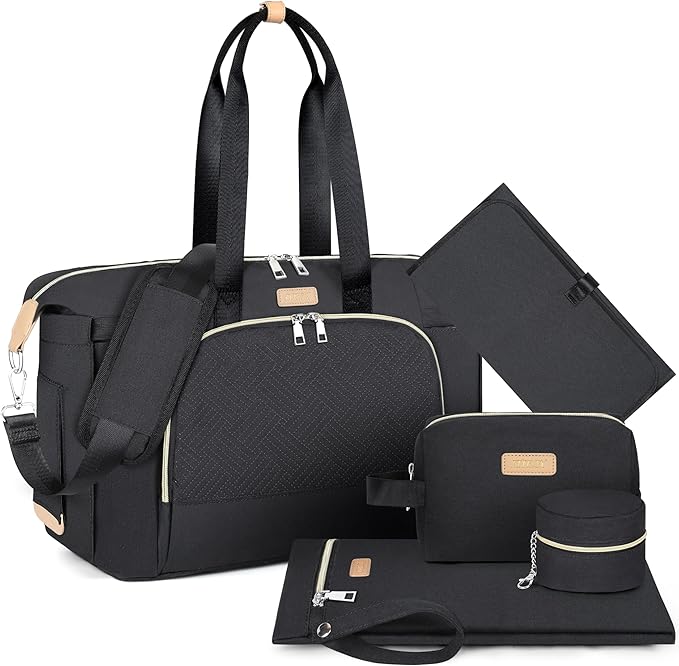 ITIEZY Diaper Bag Tote for Baby - Large Mommy Bag with Portable Changing Pad Pacifier Case, Hospital Bags Travel Baby Bag-CubbioBaby