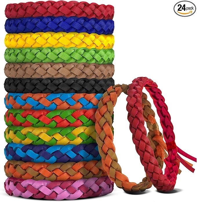 Mosquito Repellent Bracelets, DEET-Free, Individually Wrapped PU Leather Insect & Bug Repellent Wrist Bands (Pack of 24)-CubbioBaby