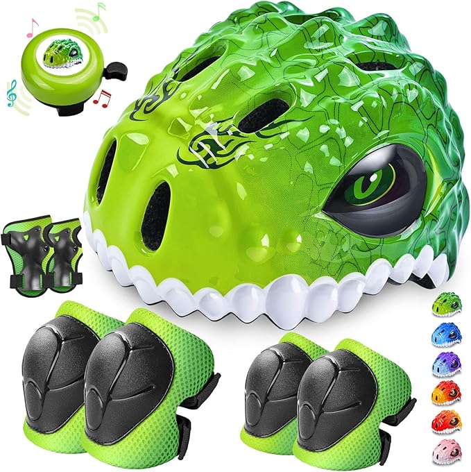 Toddler/Kids Bike Helmet Set for Boys Girls 3D Adjustable Kids Helmet Protective Gear Set Knee Elbow Wrist Pads and Multi-Sports Skateboard Scooter Cycling Roller Balance Bike-CubbioBaby