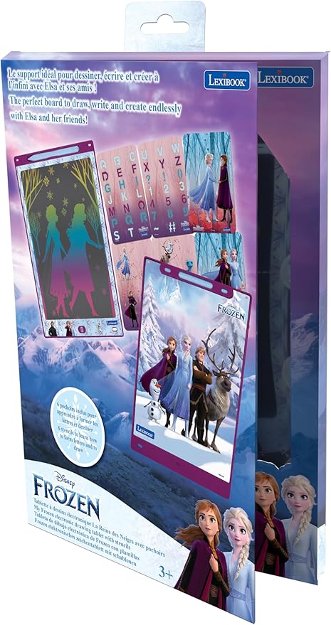 Lexibook, Frozen Magic Slate, Art and Craft Toy for Girls and Boys, A4 Size with Multicolored Drawings, Purple/Blue, CRT10FZ