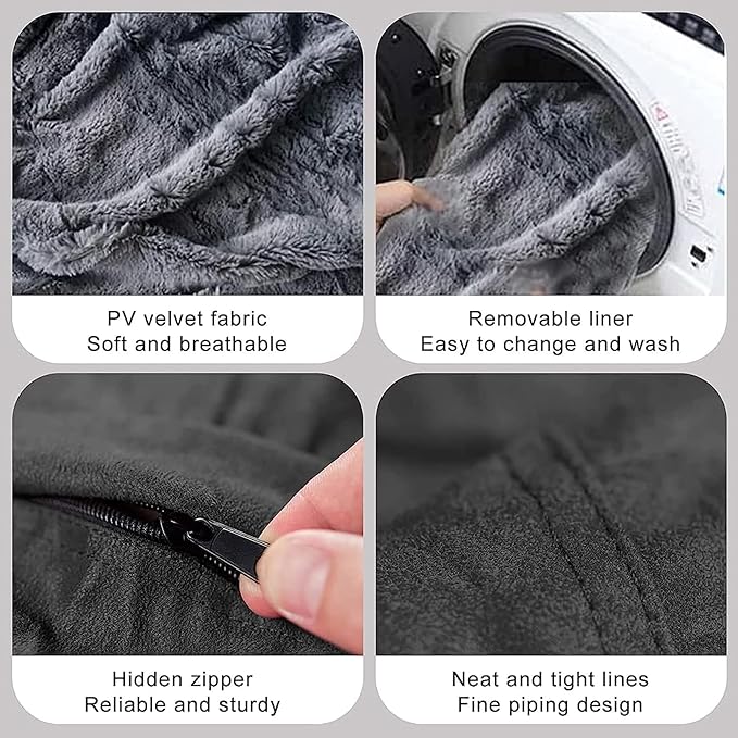 (Cover only, No Filler) Giant Fur Bean Bag Chair Cover(Cover only, No Filler) for Kids Adults, Living Room Furniture Big Round Soft Fluffy Faux Fur Beanbag Lazy Sofa Bed Cover (Wine Red, 7FT)