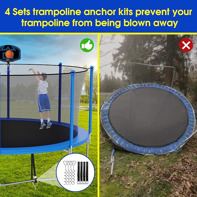SKYUP Tranpoline 1500LBS 16 15 14 12 10 8 FT Tranpoline for 7-10 Kids and Adults, Windproof Outdoor Tranpoline with Enclosure Net, Basketball Hoop, Easy to Install & Last Long - ASTM Approved-CubbioBaby