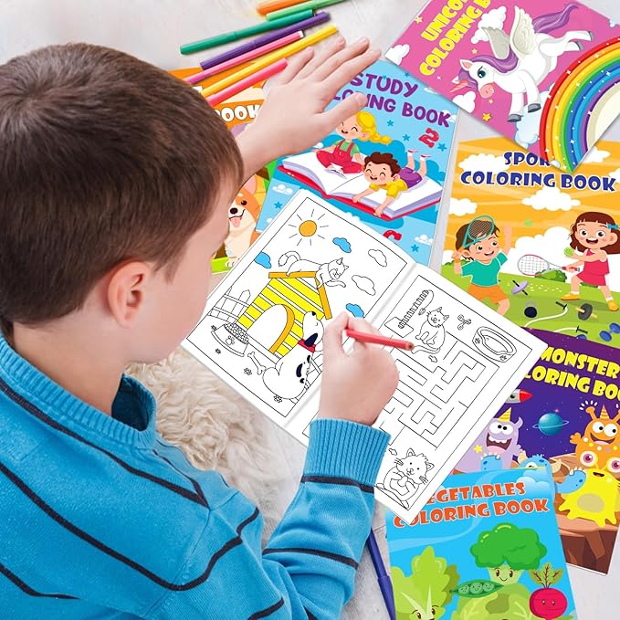 Lionoble 24 Pack Coloring Books for Kids Ages 4-8, Small Coloring Books for Kids Party Favors Bulk Birthday Gifts Goodie Bags Stuffers Classroom Activity Includes Animals Mermaid Dinosaur