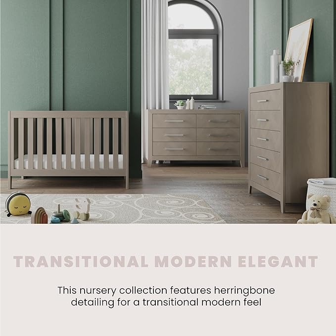 Child Craft Kieran 3 in 1 Convertible Crib, Baby Crib Converts to Day Bed, Toddler Bed, 3 Adjustable Mattress Positions, Non-Toxic, Baby Safe Finish (Crescent Gray)-CubbioBaby