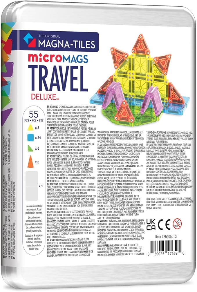 MAGNA-TILES microMAGS Travel Set Deluxe 55-Piece Magnetic Construction Set, The Original Magnetic Building Brand-CubbioBaby