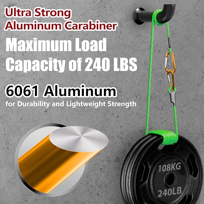 sprookber 4" & 5" Extra Large Aluminum Carabiner D Ring, Caribeener Clips, Spring Snap Hook for Keychain Clip, Set of 4-CubbioBaby