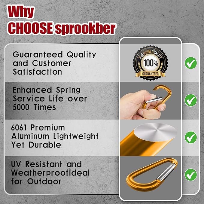 sprookber 4" & 5" Extra Large Aluminum Carabiner D Ring, Caribeener Clips, Spring Snap Hook for Keychain Clip, Set of 4-CubbioBaby