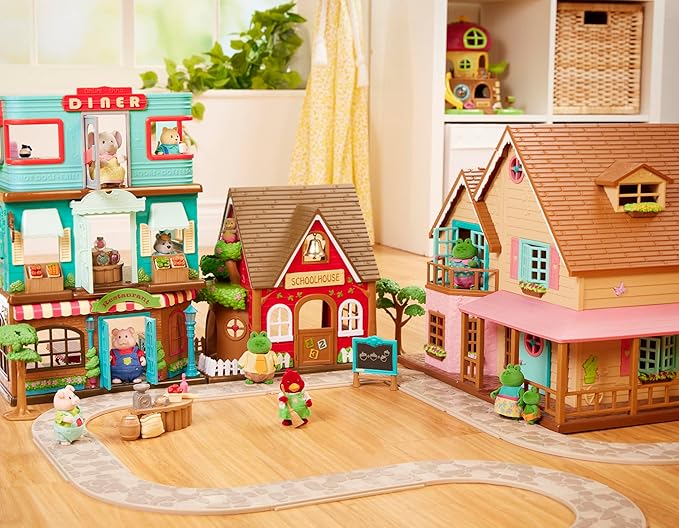 Li'l Woodzeez Master Bedroom & Dining Set – Miniature Furniture and Kitchen Accessories – 26pc Toy Set with Bed, Table, Fridge, and More – Toys for Kids Age 3+