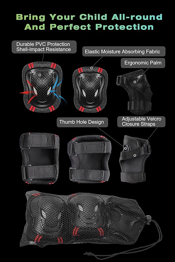 XJD Kids Bike Helmet,Multi-Sport Protective Gear Set for 3-5-8-14 Years Boys Girls with Knee and Elbow Pads Wrist Guards fit Roller Skates,Cycling,Skateboarding,Skating Scooter-CubbioBaby