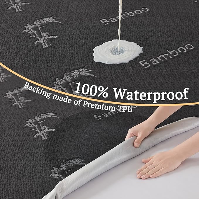 BEDLORE Waterproof Crib Mattress Protector 2 Pack, Ultra Soft Bamboo Viscose Crib Mattress Pad Cover, Noiseless Toddler Mattress Protector for Standard Baby Mattress Size 52''x28'', Dark Gray-CubbioBaby