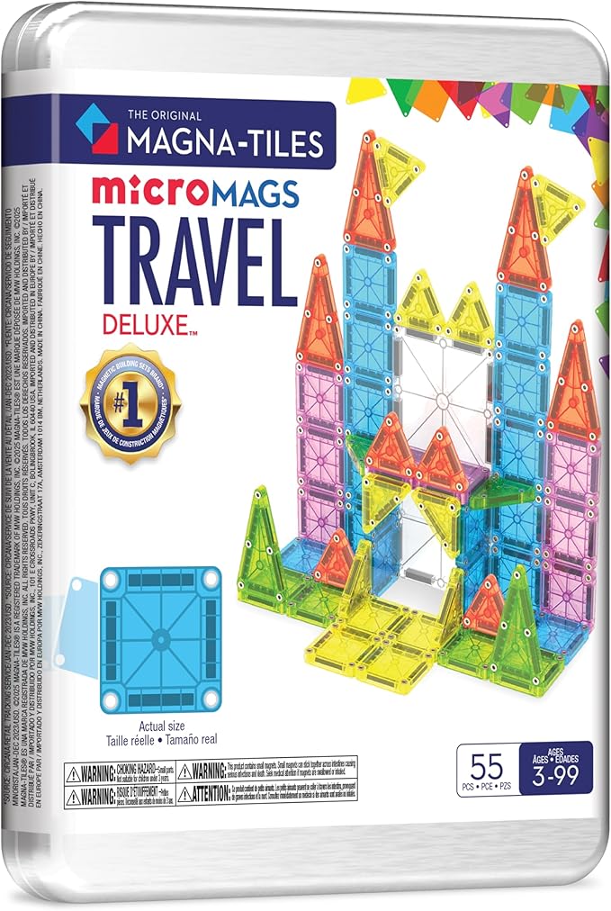 MAGNA-TILES microMAGS Travel Set Deluxe 55-Piece Magnetic Construction Set, The Original Magnetic Building Brand-CubbioBaby