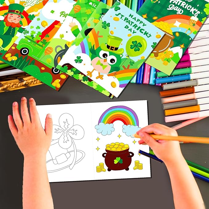 littkeef cliaet 12 Pcs St. Patrick's Day Coloring Books Dinosaur Party Favors Bunnies Bulk Mini Coloring Books Bulk for Kids DIY Art Drawing Activity Book Set for Themed Birthday Party Supplies