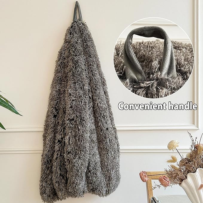 LIFEREVO Fluffy Bean Bag Chair Cover (No Filler), Soft Faux Fur Stuffed Animal Bean Bag Storage Cover for Adults Teens, Furry Comfy Stuffy Beanbag Cover for Plush Toys or Textile (Ombre Dark Grey)