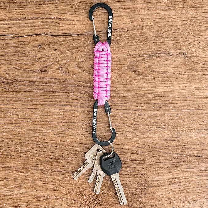 BRAVESHINE Paracord Keychain Carabiner Clip, D Ring Lanyard Hanger Stroller Hook for Water Bottle, Key, Backpacks, Men, Women-CubbioBaby