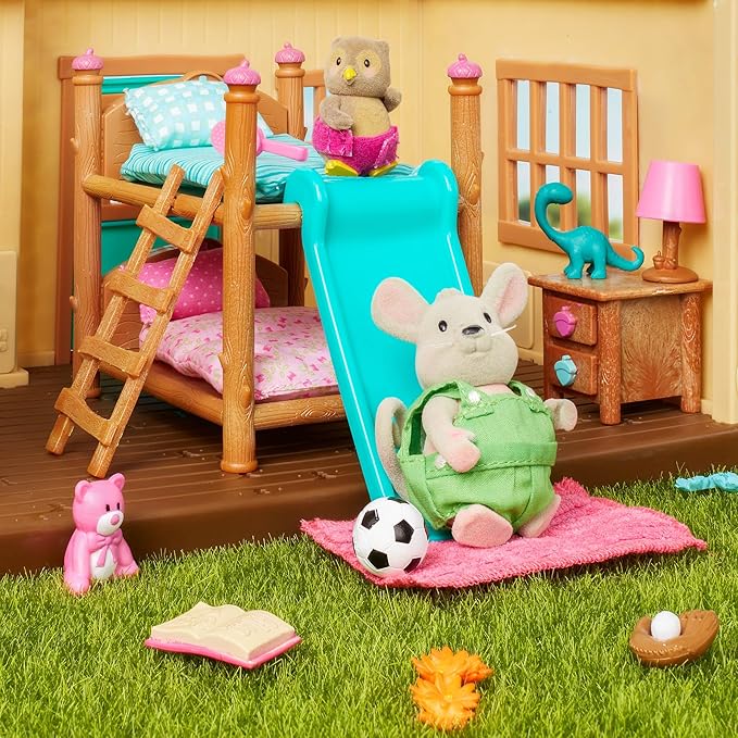 Li'l Woodzeez Bunk Beds Playset – Miniature Bedroom Furniture and Accessories – 18pc Toy Set with Bed, Toys, Book, and More – Gifts for Kids Age 3+