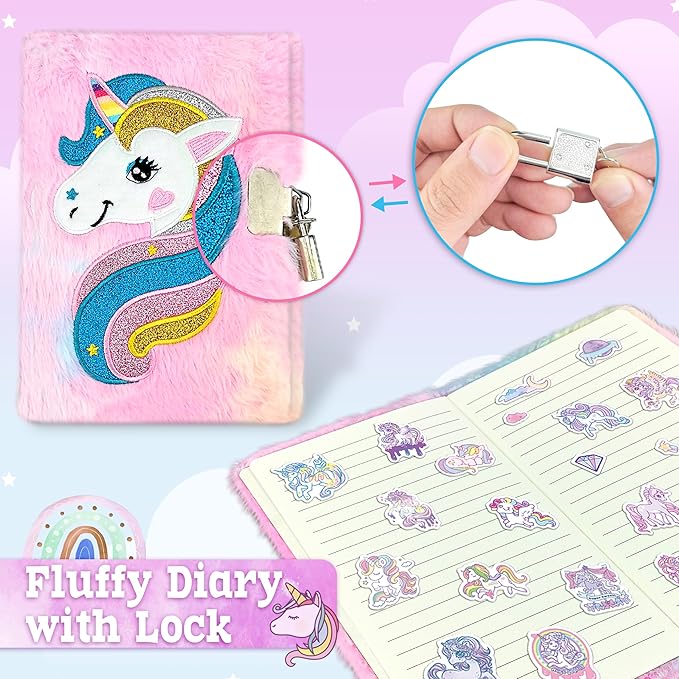 LINAYE Unicorn Gifts for Girls Age 6-8, Unicorn Gifts Box for Girls Age 5 6 7 8, Christmas Birthday Gifts for Girls Unicorn Christmas Basket for Girls