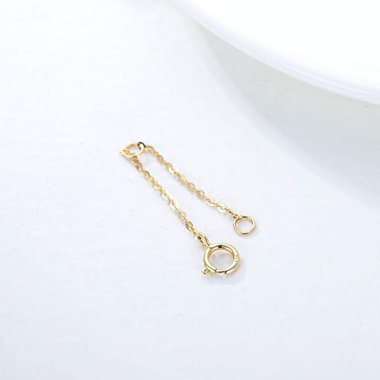 14K Gold Chain Extender for Women, Yellow Gold/White Gold/Rose Gold Adjustable Gold Necklace Anklet EXtension Chain, Available in 2/3/4 Inch