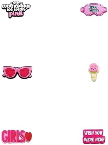 Pink Shoe Charms for Girls,Cute Shoe Decoration Charms for Shoes Party Favors Gifts,Pink Sports Ocean Valentine's Day Accessories