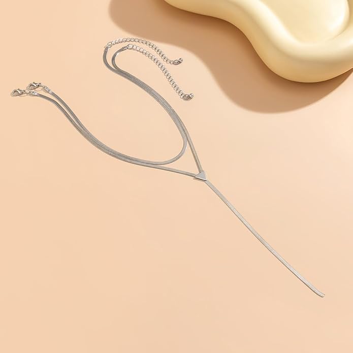 2Pcs Gold Long Snake Chain Y Drop Necklaces for Women Trendy Statement Layered Lariat Choker Necklace Y2K Formal Prom Party Jewelry Accessories Gift