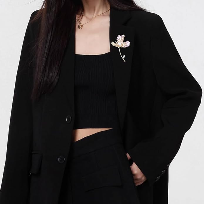 14K Gold Handmade Enamel Water Lily Brooch, Freshwater Pearl Pendant, Elegant Design for Cheongsam, Coats and Chinese Style Outfits