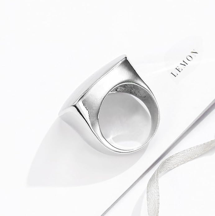 Gold and Silver Rings for Women, Chunky Signet Statement Rings Gold Plated Band Ring Wide Metal Square Rings Cocktail Costume Jewelry