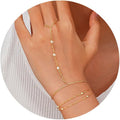 ÌF ME Hand Chain Bracelet Set 14K Gold Plated Durable Gold Bracelets for Women Adjustable Finger Bracelet Hand Jewelry with Extender Perfect for Everyday Wear Ring Bracelet Hand