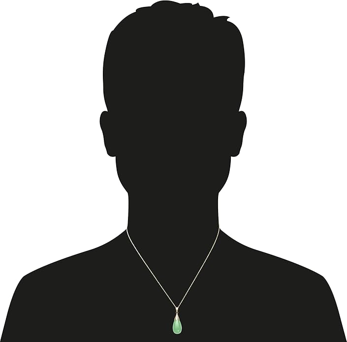 Belacqua Natural teardrop Jade Pendant Necklace for Women | 10K Gold 18" Rope Chain With Spring Ring Clasp | Jewelry for Her | Gift Box Included