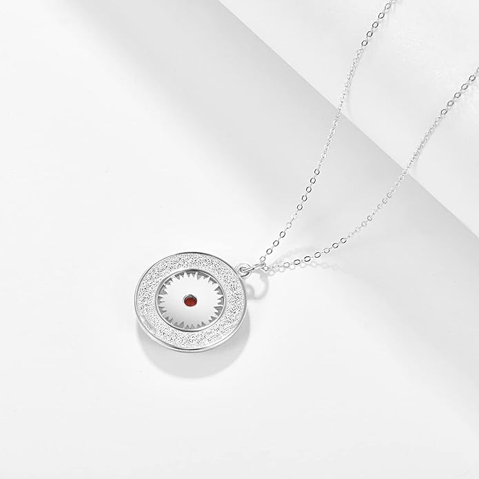KINGWHYTE Graduation Gifts Birthstone Necklace for Women 925 Sterling Silver Compass Pendant Go in the Direction of your Dream Travel Jewelry Birthday Gift for Her