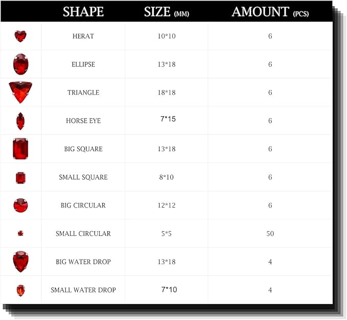 TANOSII Sew on Rhinestones 100 PCS Mixed Shapes Glass Rhinestones Sew on Crystal Gems Mental Flatback with Silver Claw for Jewelry Crafts Clothes Shoes Costume Garment Red