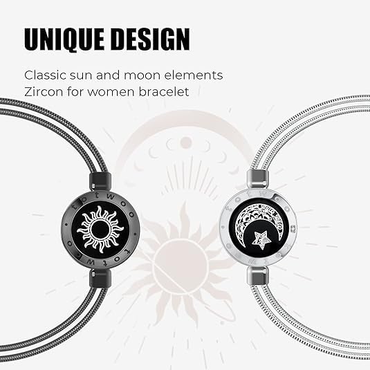 TOTWOO Long Distance Touch Bracelets for Couples, Smart Light & Vibration Love Jewelry, Long Distance Valentines Day Gifts for Him Her Women Men, One-to-One Bluetooth Pairing via App
