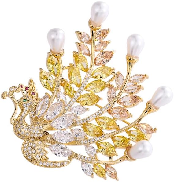 14K Gold Majestic Phoenix Brooch Embellished with Lustrous Pearls and Colorful Gemstones, Sophisticated Jewelry for Memorable Events, Must-Have Accessory for Elegant Women