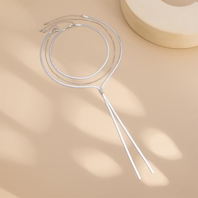 2Pcs Gold Long Snake Chain Y Drop Necklaces for Women Trendy Statement Layered Lariat Choker Necklace Y2K Formal Prom Party Jewelry Accessories Gift