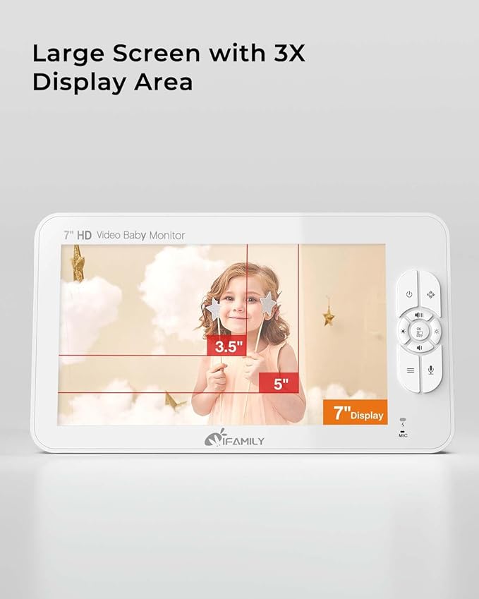 iFamily 7" Large Split Baby Monitor with 2 HD Cameras and Audio, 1080P HD Video Baby Monitor No WiFi,Hack Proof-CubbioBaby