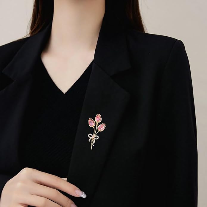 14K Gold Rose Flower Brooch - Elegant Floral Design Scarf Buckle, Graceful Pin for Special Occasions, Ideal Gift for Her, Craft Enthusiast Jewelry Accessory