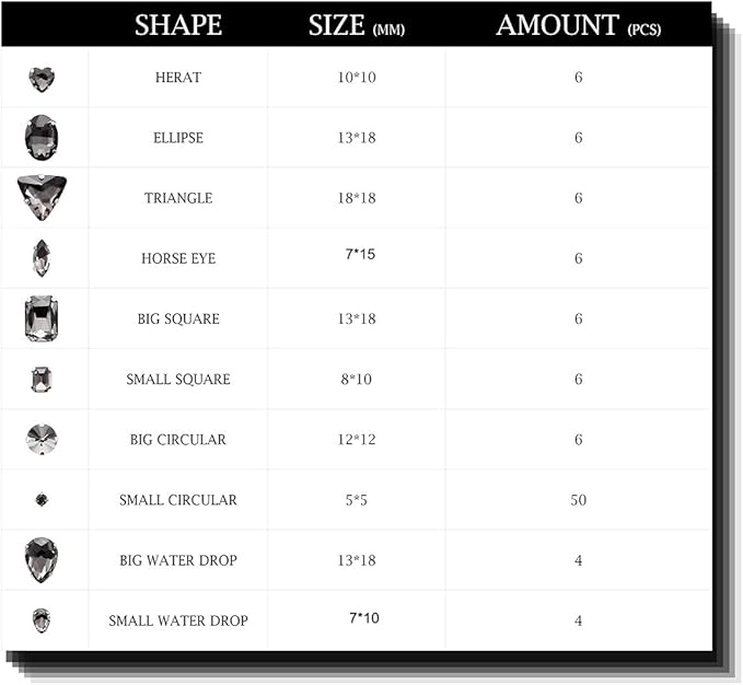 TANOSII Sew on Rhinestones 100 PCS Mixed Shapes Glass Rhinestones Sew on Crystal Gems Mental Flatback with Silver Claw for Jewelry Crafts Clothes Shoes Costume Garment Gray