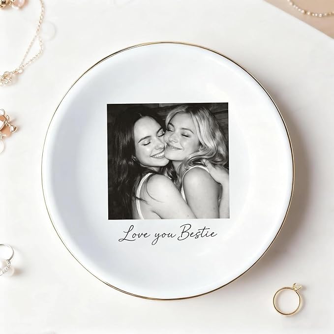 My4gifts Personalized Besties Photo Jewelry Dish, Sisters Jewelry Dish, Custom Besties Gifts, Bff Gifts, Friendship Gift, Best Friend Gift for Women, Custom Jewelrys Plate, Birthday, Christmas/3