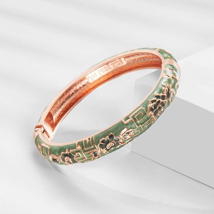 wynameleri Vintage Cloisonne Jewelry Gorgeous Rhinestone Handcrafted Bracelets Enamel Flower Bird Hinged Cuff Bangles Gifts 88A