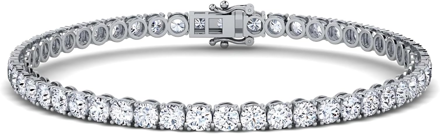 0.50-15 Carat Lab Grown Classic Diamond Tennis Bracelet 4 Prong Setting Luxury Collection (F-G Color, SI Clarity) Length- 7 Inch