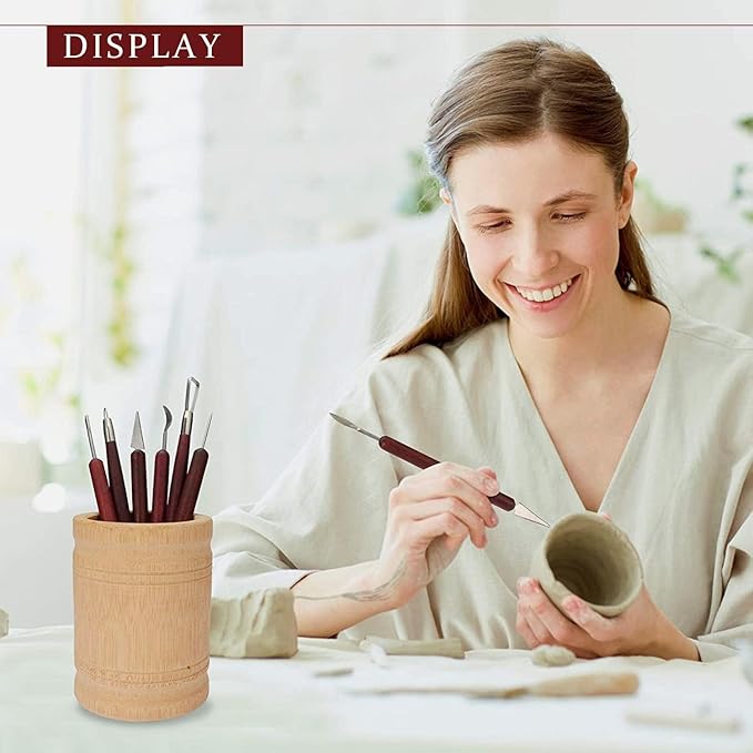 LINPHCEY 6PCS Clay Sculpting Tools Kit - Easy to Use Double-Ended Polymer & Pottery Carving Set with Comfortable Wood Grip - Ideal Tools for Clay Sculpey & Modeling Clay Ideal for Kids and Adults