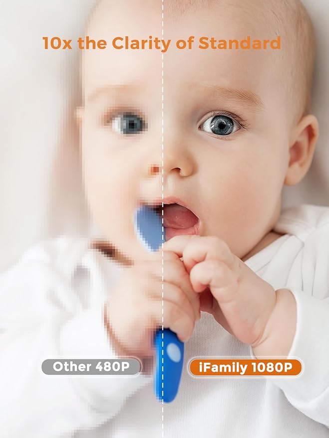 iFamily 7" Large Split Baby Monitor with 2 HD Cameras and Audio, 1080P HD Video Baby Monitor No WiFi,Hack Proof-CubbioBaby