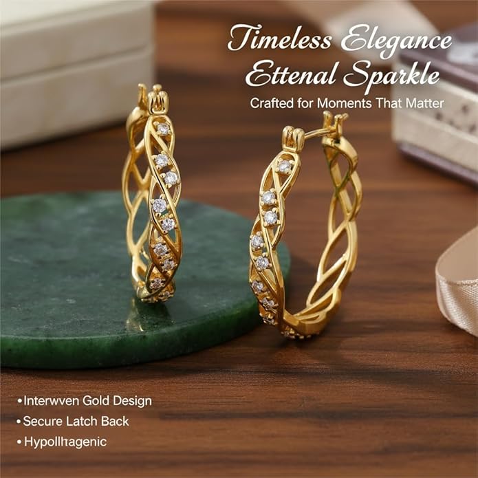 14K Gold Hoop Earrings 14K Gold Earrings for Women Hypoallergenic Large 25mm Huggie Hoop Earrings Trendy Elegant Gold Earring Jewelry Gift