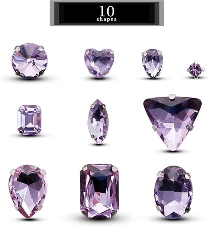 TANOSII Sew on Rhinestones 100 PCS Mixed Shapes Glass Rhinestones Sew on Crystal Gems Mental Flatback with Silver Claw for Jewelry Crafts Clothes Shoes Costume Garment Mixed Colors A