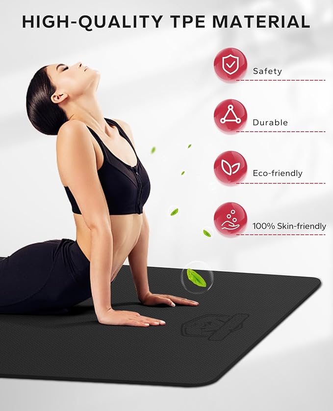 HAPBEAR Extra Large Yoga Mat - 72"x48"/78"x54", 1/4" & 1/3" Thick, Non-Slip, Durable, Eco-Friendly, Wide Exercise Mat for Home Workouts, Yoga, Pilates, Stretching, Meditation (Barefoot Exercise)-CubbioBaby
