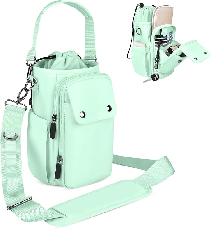 Water Bottle Holder with Strap 32 40oz Crossbody Insulated Water Bottle Carrier Sling Bag with Adjustable Wide Strap and Phone Purse 5 Pockets for Walking Hiking Gym Travel-CubbioBaby