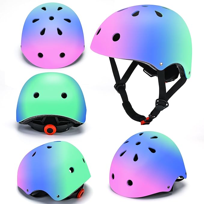 Color Gradient Adjustable Kids Bike Helmet Toddler Skateboard Helmets Boys Girls Child Ventilation Helmet for Multi-Sports Skating Cycling Scooter Balance-CubbioBaby