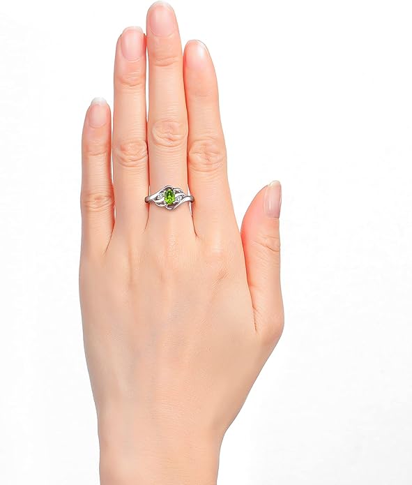 Rylos Ring featuring Classic Style, 6X4MM Birthstone Gemstone, & Diamonds - Elegant Jewelry for Women in Sterling Silver, Sizes 5-10