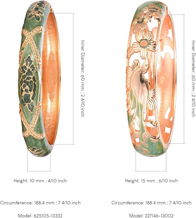 wynameleri Vintage Cloisonne Jewelry Gorgeous Rhinestone Handcrafted Bracelets Enamel Flower Bird Hinged Cuff Bangles Gifts 88A