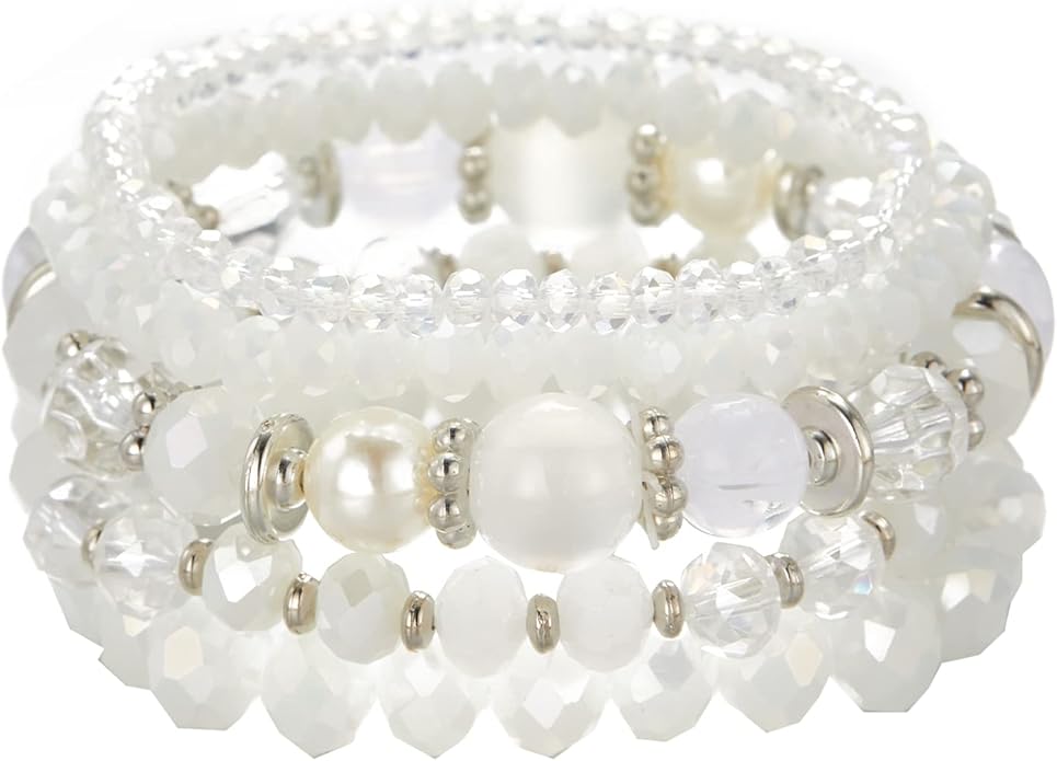 Noessla Beaded Boho Stretch Bracelet Colorful Stackable Crystal Beads Bracelets Trendy Costume Jewelry Mothers Day Gifts for Women